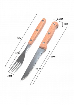 фото Комплект нож для стейка и вилка с деревянной ручкой Forester C827-3